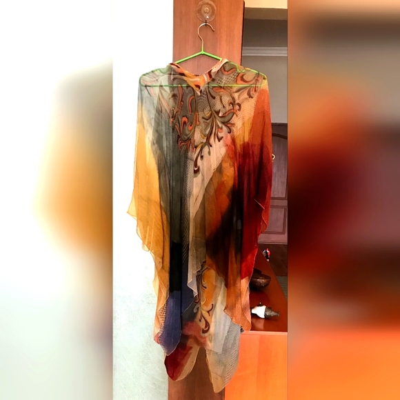 Viscose like crepe silk kaftan/tunic size med . - Picture 3 of 10
